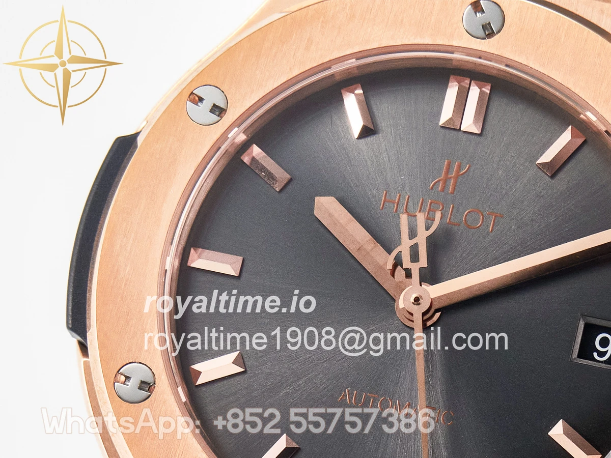 Hublot Classic Fusion 38mm RG JJF Gray Dial on Black Gummy Leather Strap - Image 11