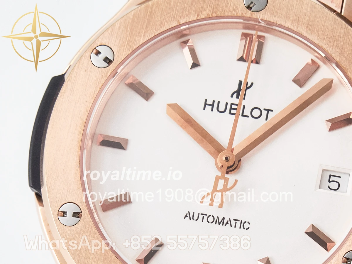 Hublot Classic Fusion 38mm RG JJF White Dial on Black Gummy Leather Strap - Image 11