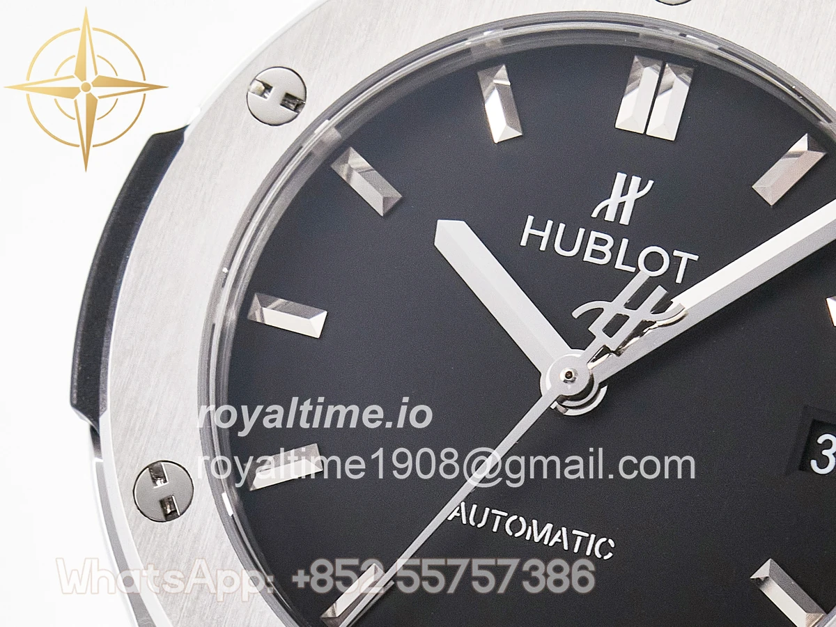 Hublot Classic Fusion 38mm SS JJF Black Dial on Black Gummy Leather Strap - Image 11