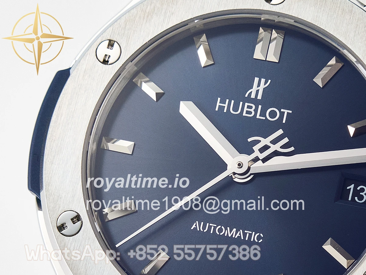 Hublot Classic Fusion 38mm SS JJF Blue Dial on Blue Gummy Leather Strap - Image 11