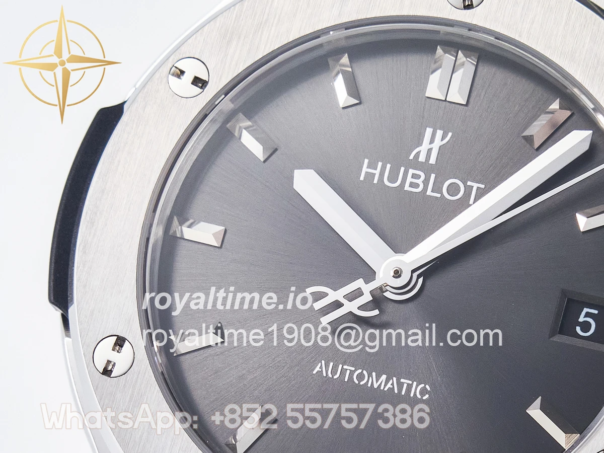 Hublot Classic Fusion 38mm SS JJF Gray Dial on Black Gummy Leather Strap - Image 11