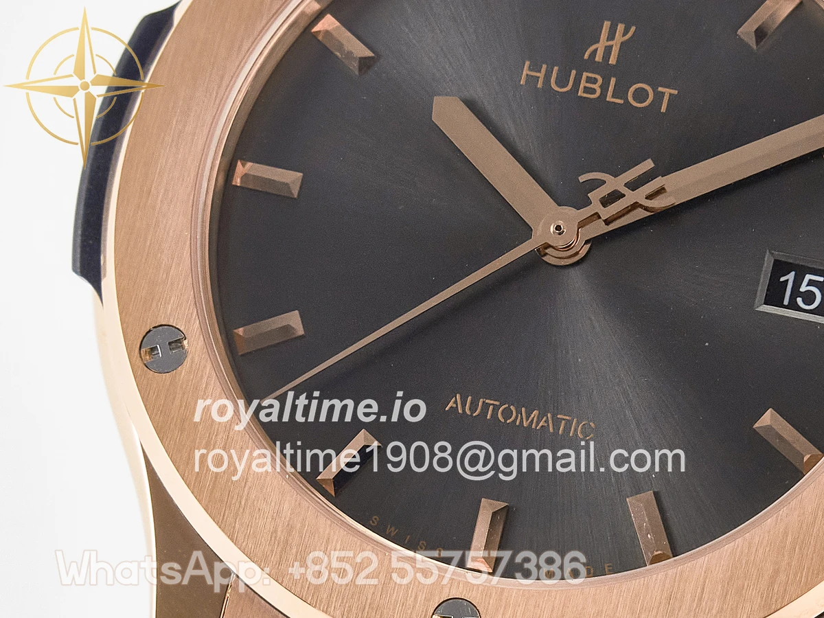 Hublot Classic Fusion 42mm RG JJF Gray Dial on Black Gummy Leather Strap - Image 11
