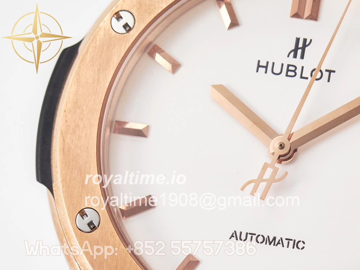 Hublot Classic Fusion 42mm RG JJF White Dial on Black Gummy Leather Strap - Image 11