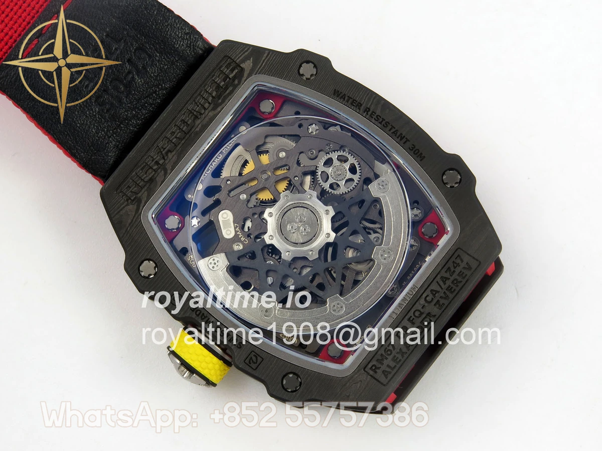 Richard Mille Umi Maker's RM67-02 Black NTPT Alexander Black/Red/Yellow Skeleton Dial on Nylon strap CRMA7 V2 - Image 11