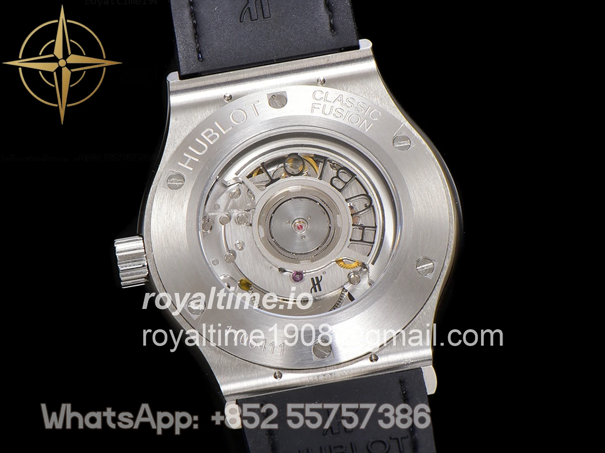 Hublot Classic Fusion Automatic 42mm Diamond Paved Dial in Steel on Blue Leather Strap - Image 11