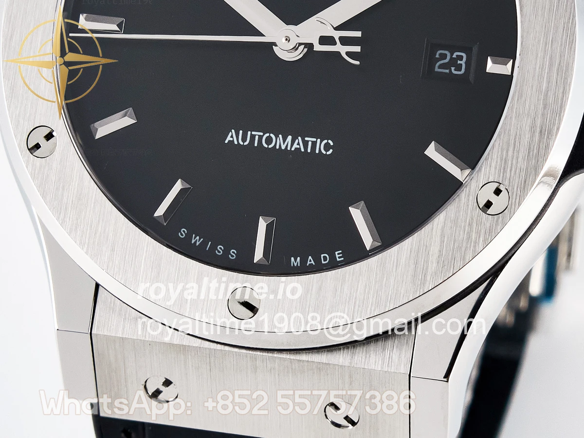 Hublot Classic Fusion Bang 42mm HBF Black Dial on Black Leather Strap A2892 - Image 11