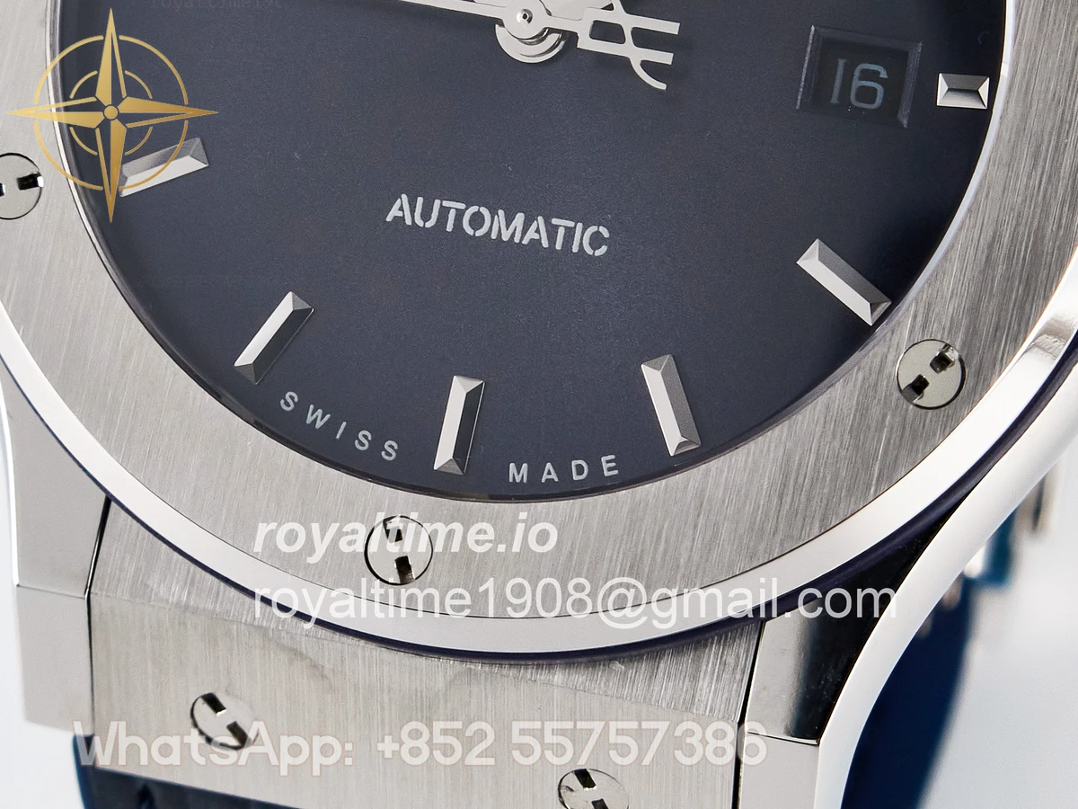 Hublot Classic Fusion Bang 42mm HBF Blue Dial on Blue Leather Strap A2892 - Image 11