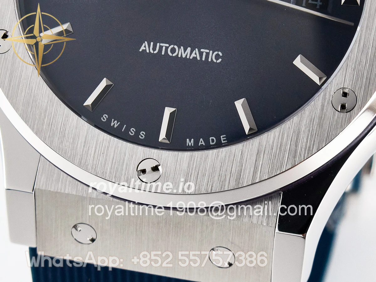 Hublot Classic Fusion Bang 42mm HBF Blue Dial on Blue Rubber Strap A2892 - Image 11