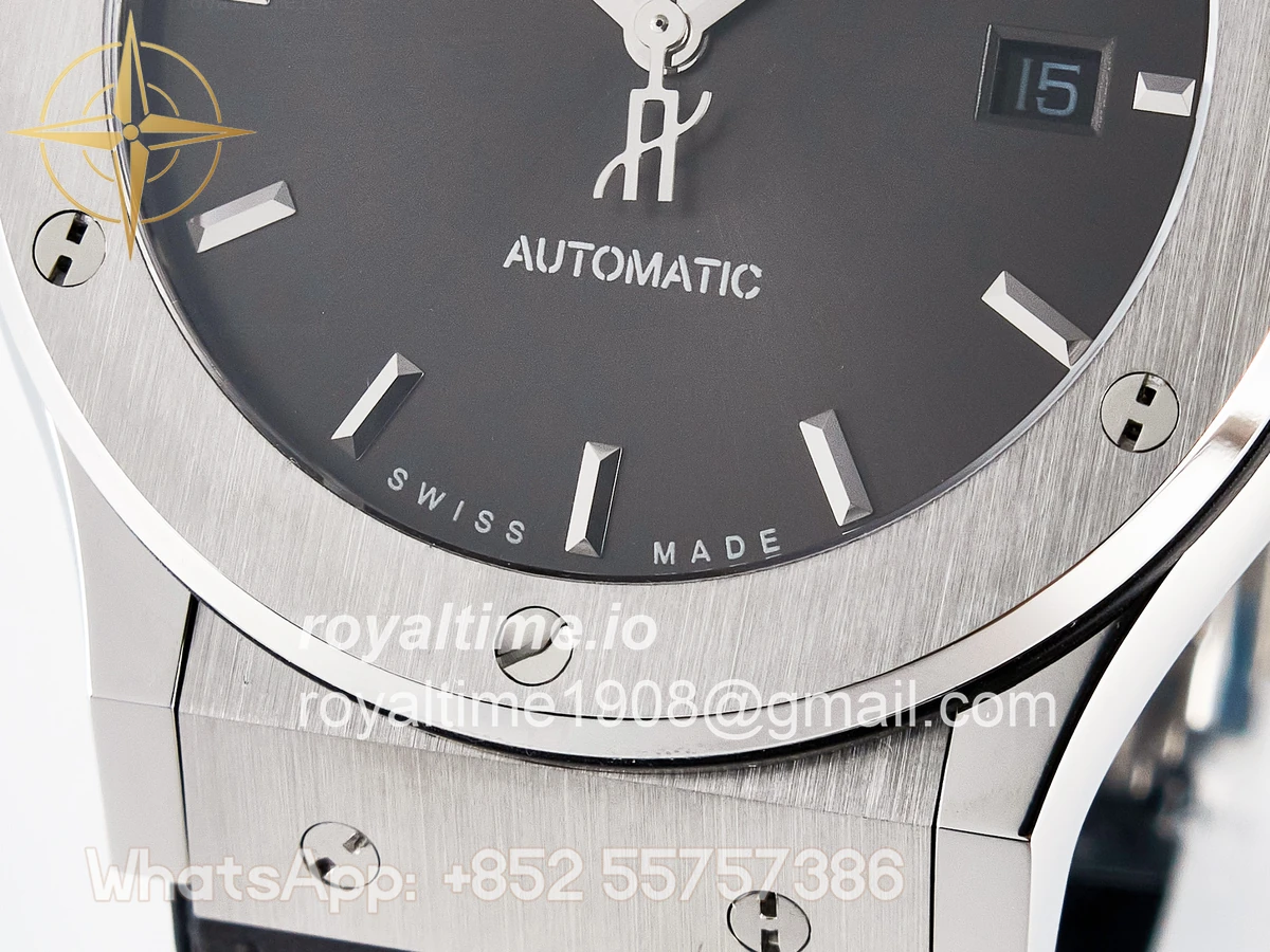 Hublot Classic Fusion Bang 42mm HBF Gray Dial on Gray Leather Strap A2892 - Image 11