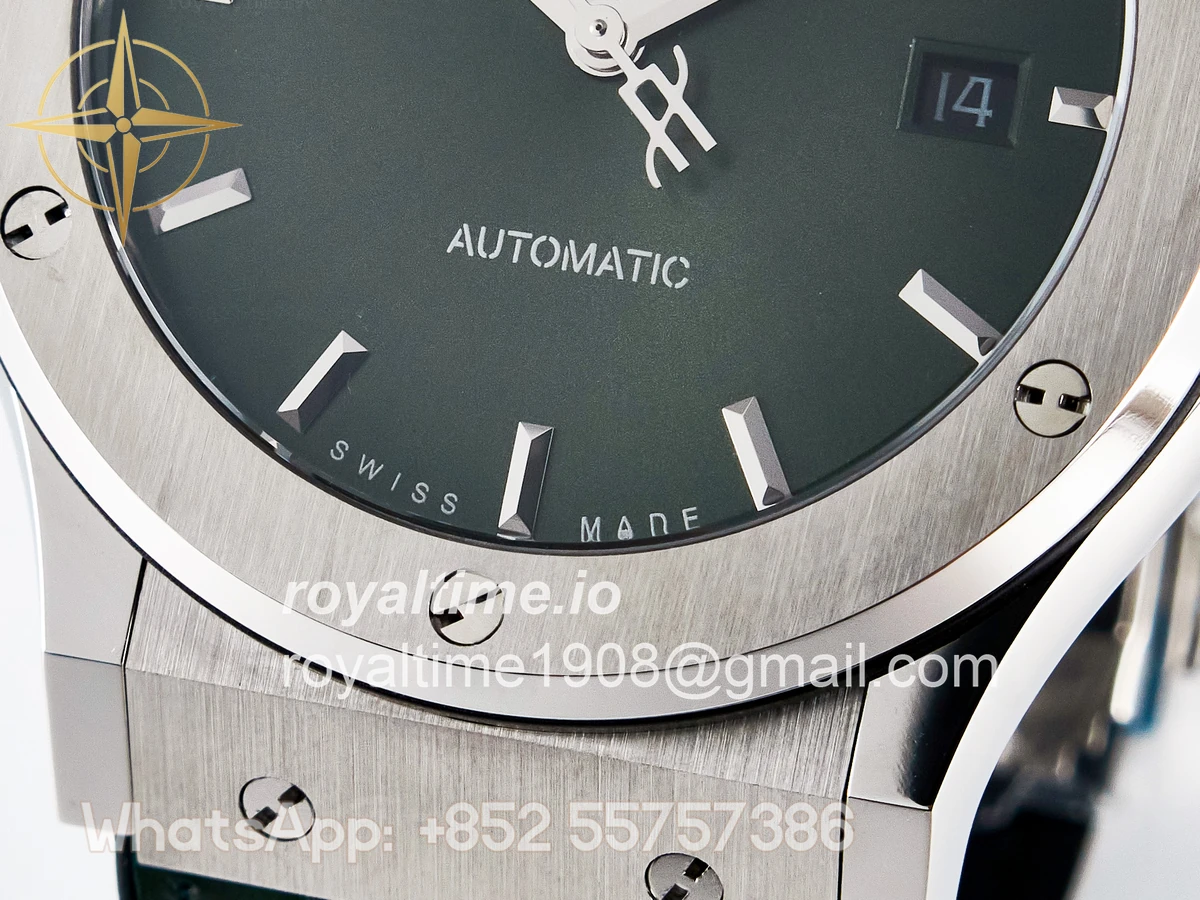Hublot Classic Fusion Bang 42mm HBF Green Dial on Green Leather Strap A2892 - Image 11