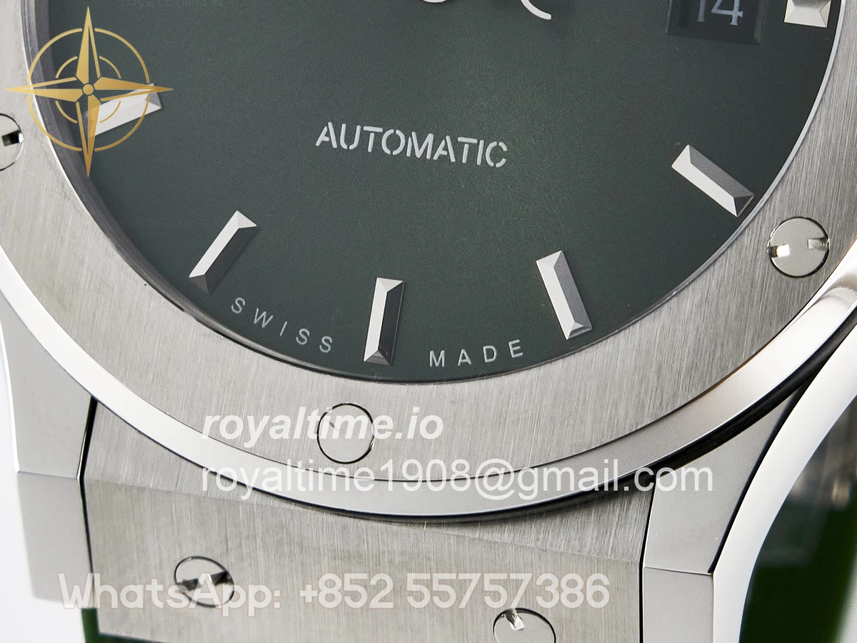 Hublot Classic Fusion Bang 42mm HBF Green Dial on Green Rubber Strap A2892 - Image 11
