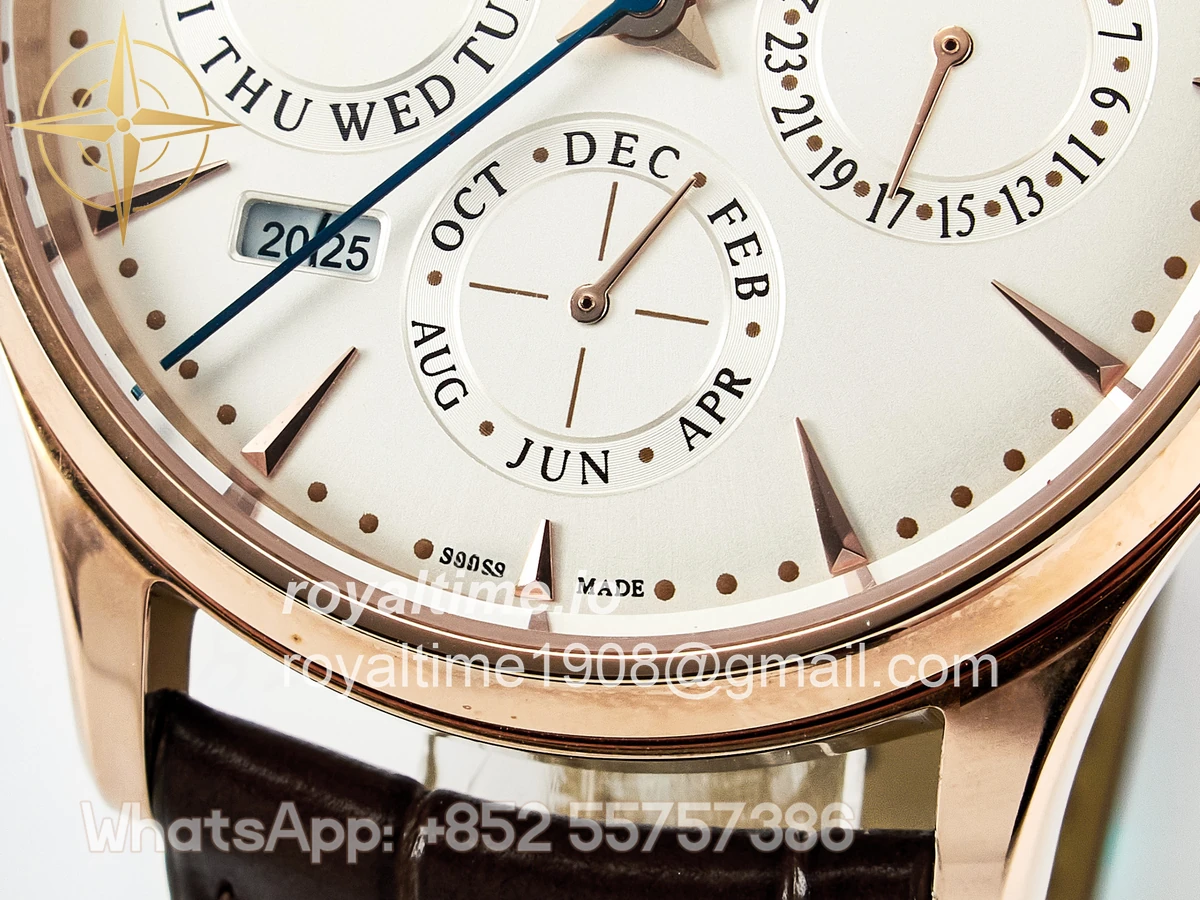 Jaeger-LeCoultre Master Ultra Thin Perpetual Calendar RG V9F White Dial on Brown Leather Strap A868 V2 - Image 11