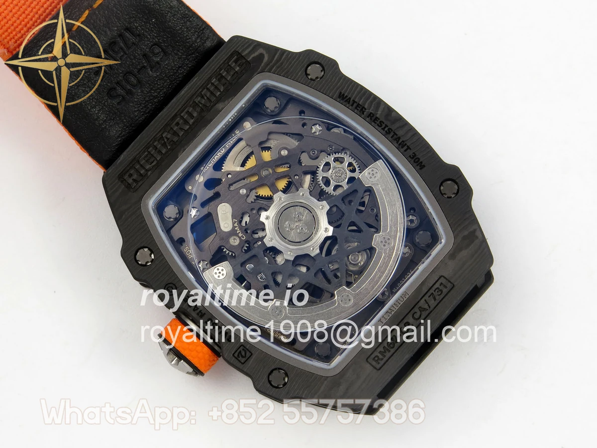 Richard Mille Umi Maker's RM67-02 Black NTPT McLaren Orange Skeleton Dial on Nylon strap CRMA7 V2 - Image 11