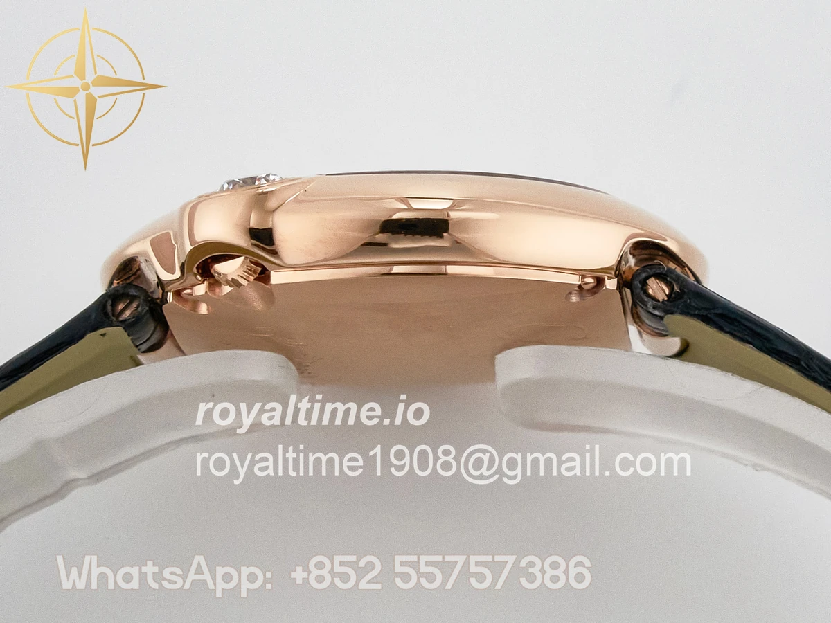 Cartier Ballon Blanc De Cartier 30mm RG DRF Silvered Texture Dial on Black Leather Strap Ronda Quartz - Image 11