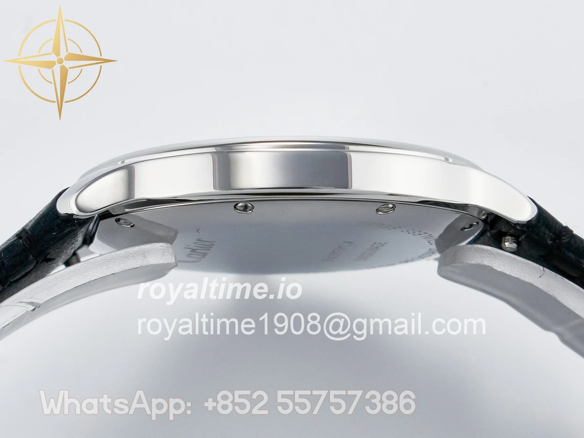 Cartier Ronde De Cartier 36mm DRF Sandblasted Silver-Plated White Dial on Black Leather Strap Ronda Quartz - Image 11