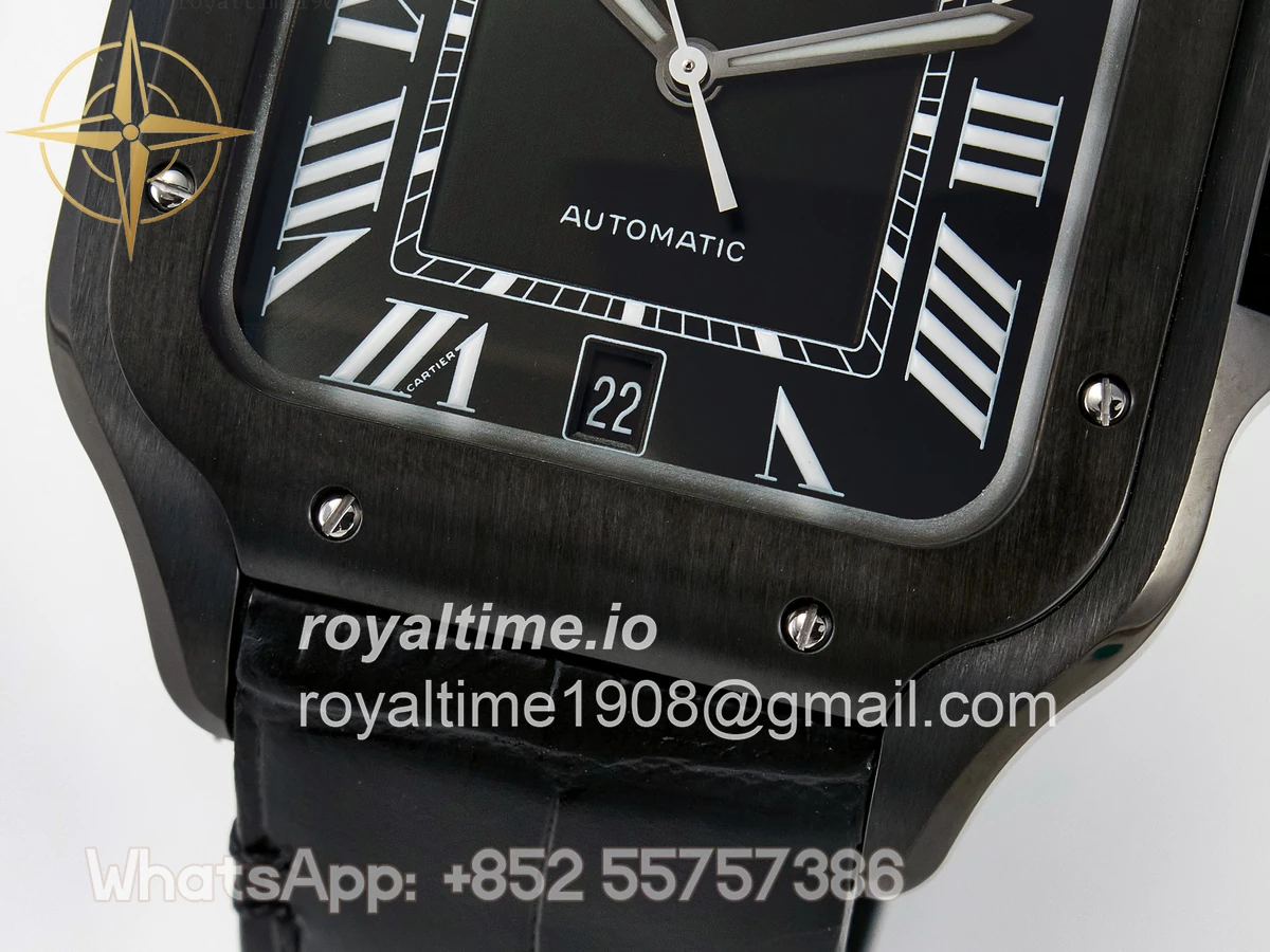 Cartier Santos de Cartier 40mm 2018 BVF Black Dial on Black Leather Strap MIYOTA 9015 - Image 11