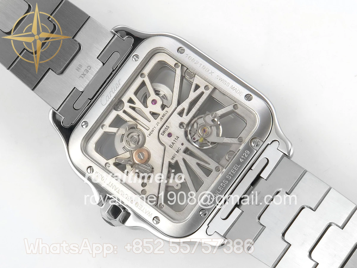 Cartier Santos de Cartier Skeleton SS MLF Skeleton Dial on SS SmartLink Bracelet 9611MC - Image 11