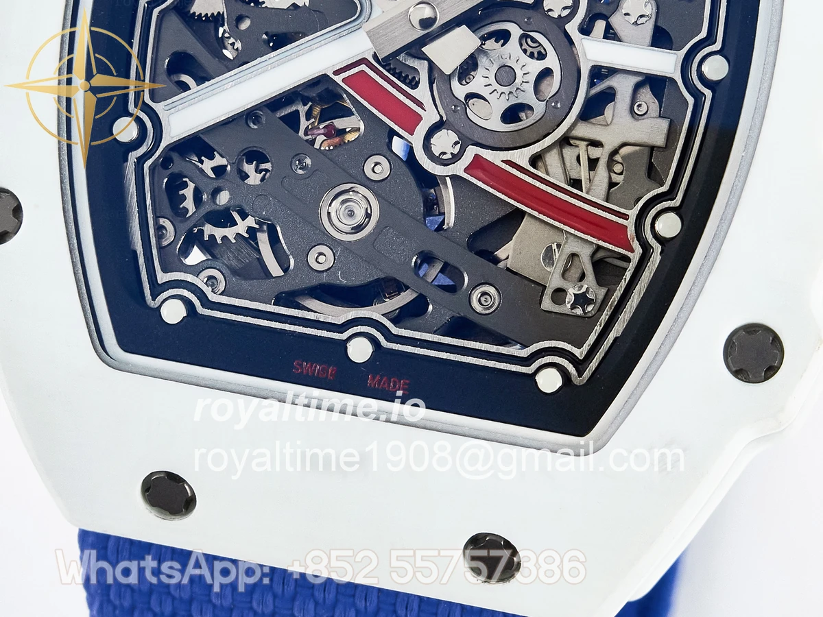 Richard Mille Custom Made RM67-02 White NTPT France Dial on Blue Nylon strap CRMA7 - Image 11