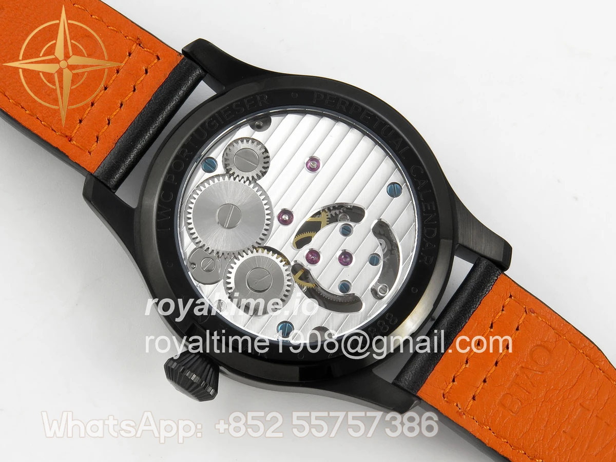 IWC Big Pilot 43 Tourbillon PVD RMSF Whtie Dial on Black Leather Strap - Image 11