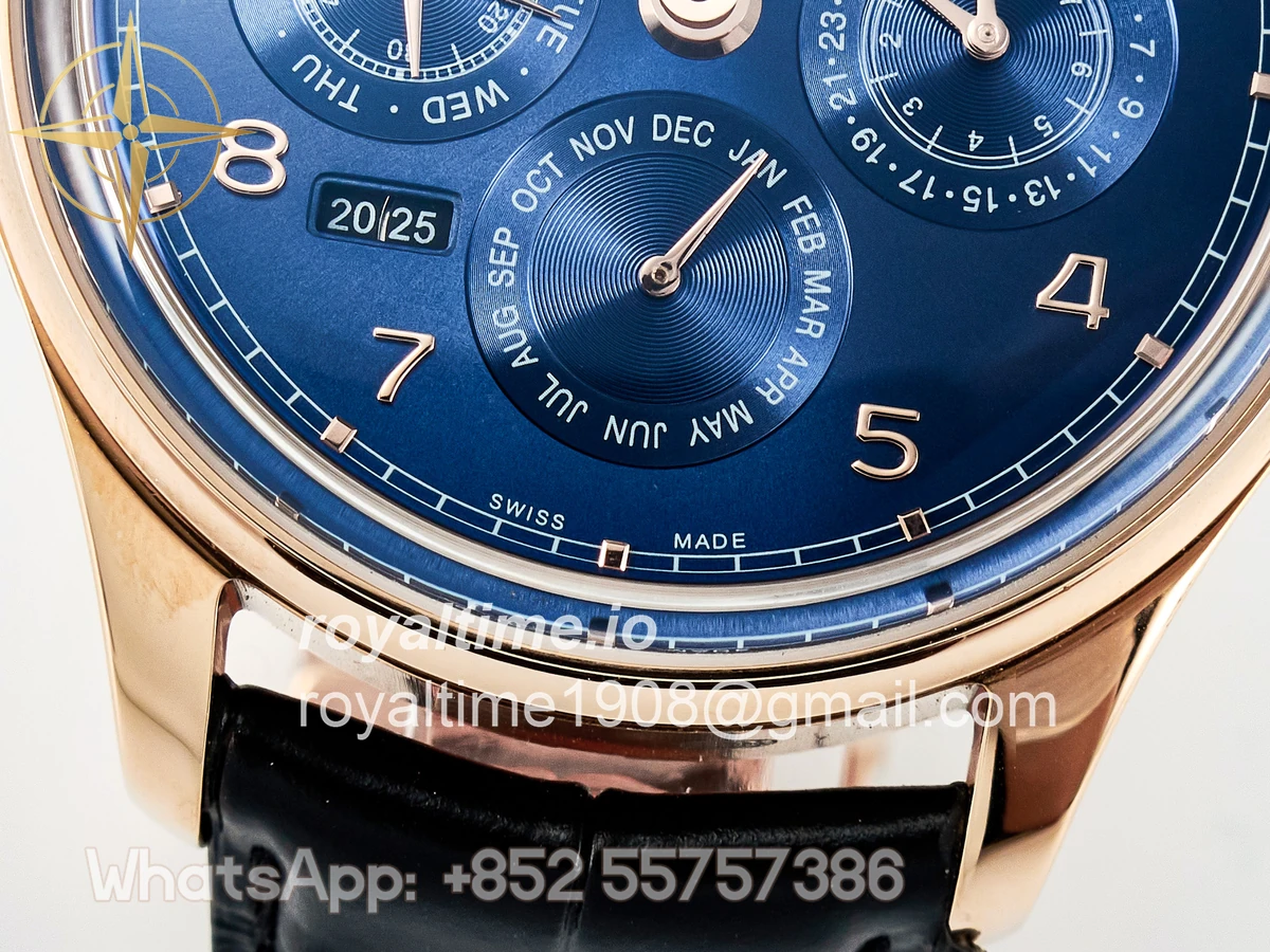 IWC IW5033 Portugieser Perpetual Calendar RG V9F White Dial on Black Leather Strap A52610 - Image 11