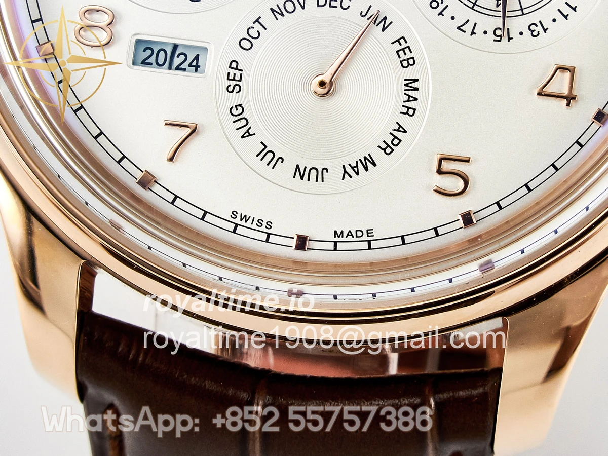 IWC IW5033 Portugieser Perpetual Calendar RG V9F White Dial on Brown Leather Strap A52610 - Image 11