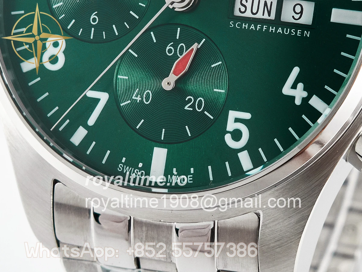 IWC Pilot’s Watch IW388104 BLSF Performance Chronograph 41mm SS Green Dial On Stainless steel bracelet A7750 to 69385 - Image 11