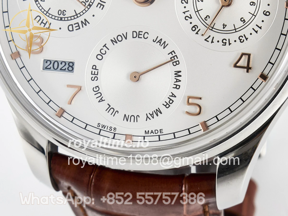 IWC Portugieser Perpetual Calendar SS 5033 APSF White Dial on Brown Leather Strap A52610 - Image 11