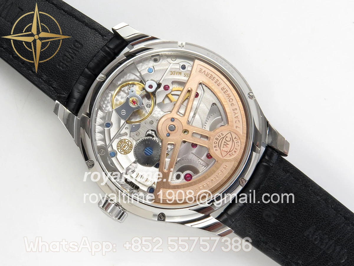 IWC Portugieser Perpetual Calendar SS 5033 APSF White/SS Dial on Black Leather Strap A52610 - Image 11