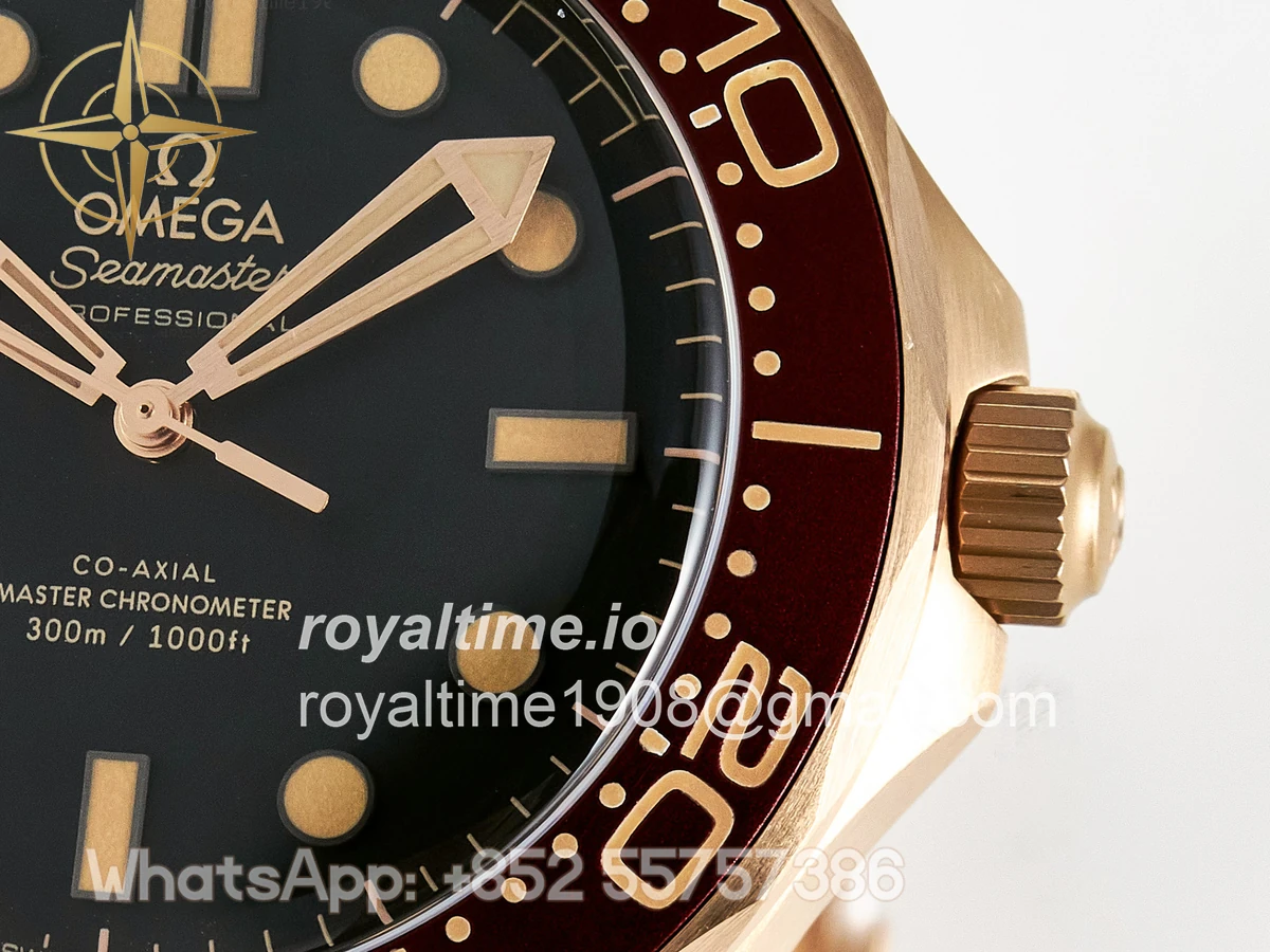 Omega Seamaster 300M Diver Rose Gold VSF Black Dial on Mesh Bracelet A8806 - Image 11