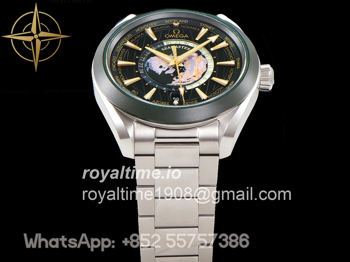 Omega Seamaster Aqua Terra Worldtimer Master Chrononometer Green Dial on Bracelet - Image 11