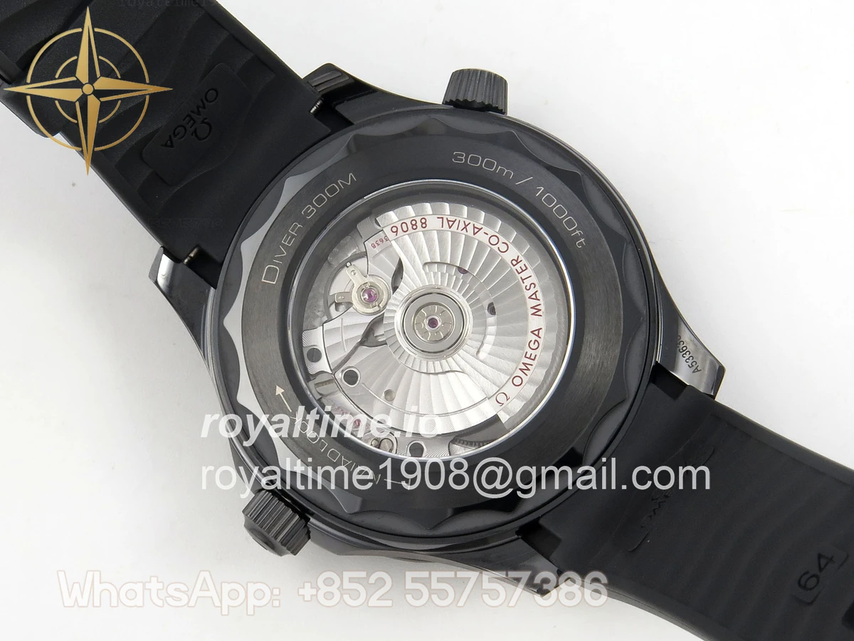 Omega Seamaster Diver 300M Black Ceramic Bezel ORF All Black Dial On Black Rubber Strap OR8806 - Image 11