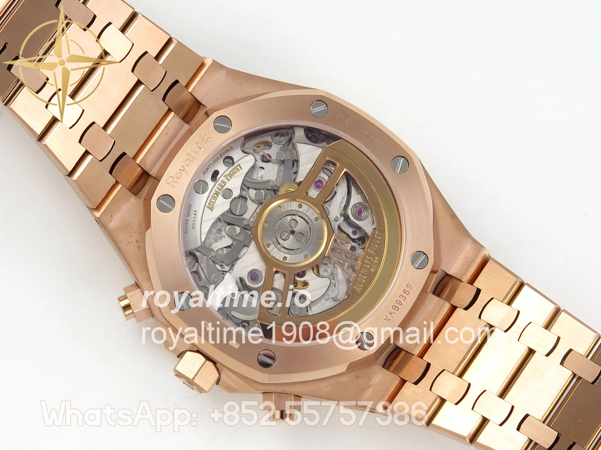 Audemars Piguet Royal Oak Chrono 26240 Frosted RG DDF Blue Dial on RG Bracelet DD4401 - Image 11