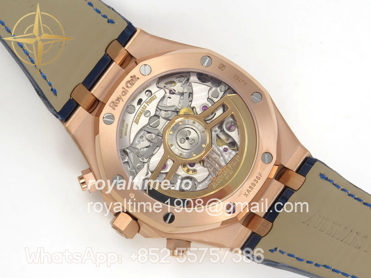 Audemars Piguet Royal Oak Chrono 26240 RG DDF Blue/RG Dial on Blue Leather Strap DD4401 (SW Dial) - Image 11