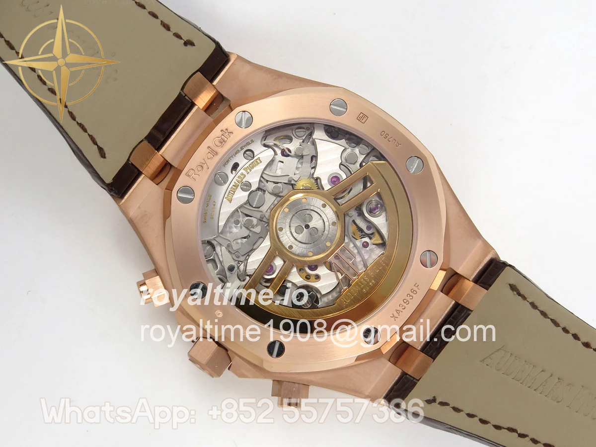 Audemars Piguet Royal Oak Chrono 26240 RG DDF White Dial on Brown Leather Strap DD4401 Gain Weight (SW Dial) - Image 11