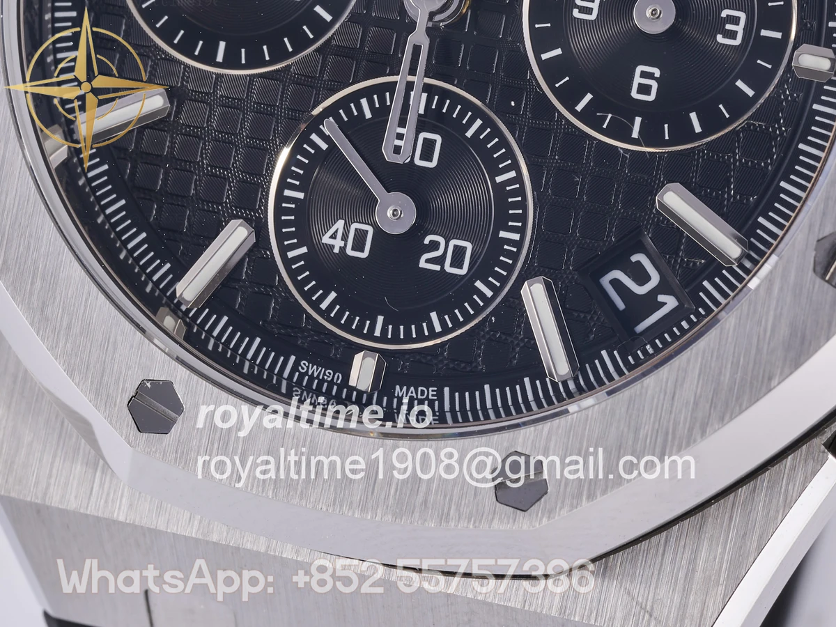 Audemars Piguet Royal Oak Chrono 26240 SS DDF Black Dial on Black Rubber Strap DD4401 (50th Anniversary) - Image 11
