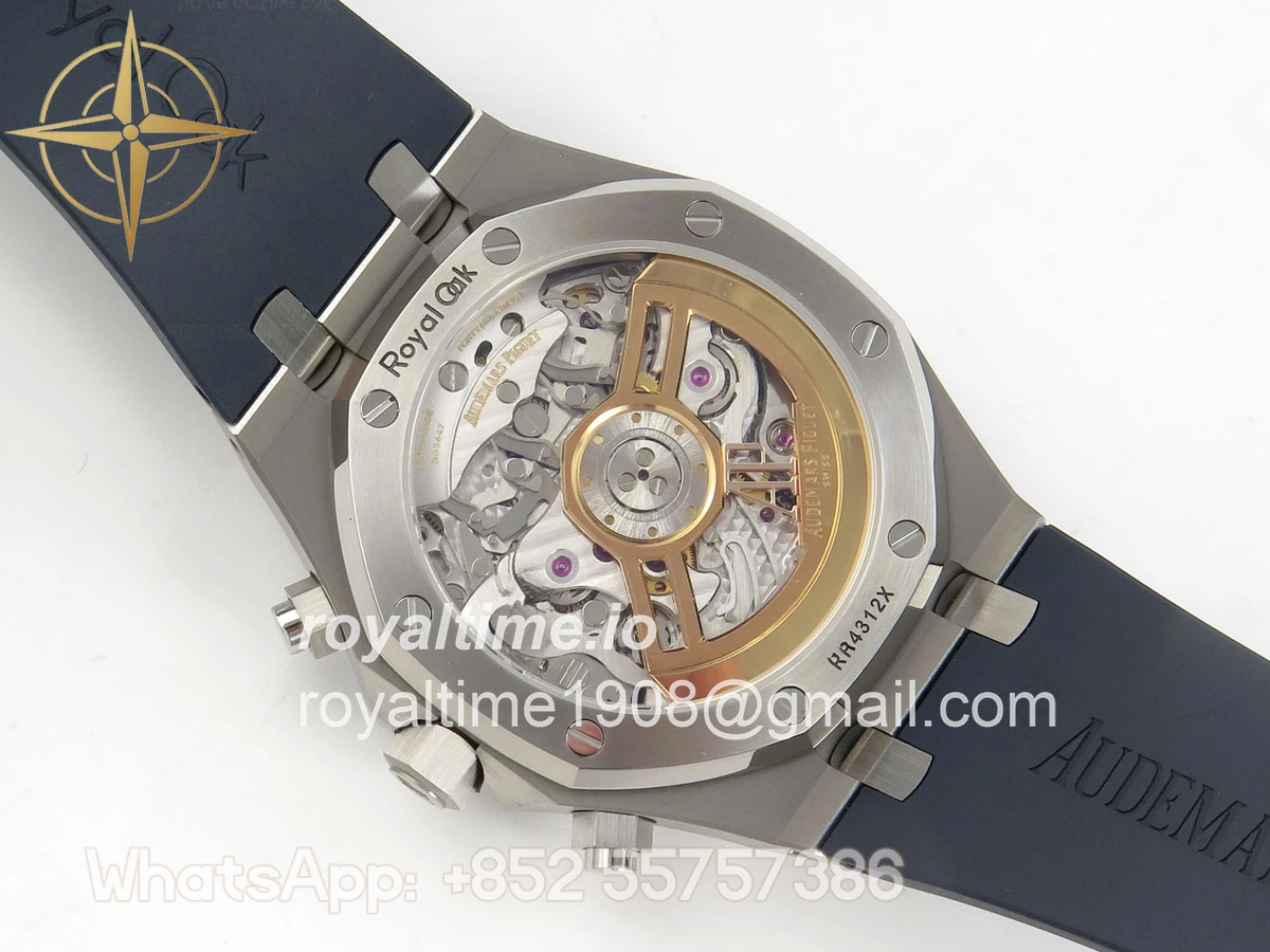 Audemars Piguet Royal Oak Chrono 26240 SS DDF Blue Dial on Blue Rubber Strap DD4401 (SW Dial) - Image 11