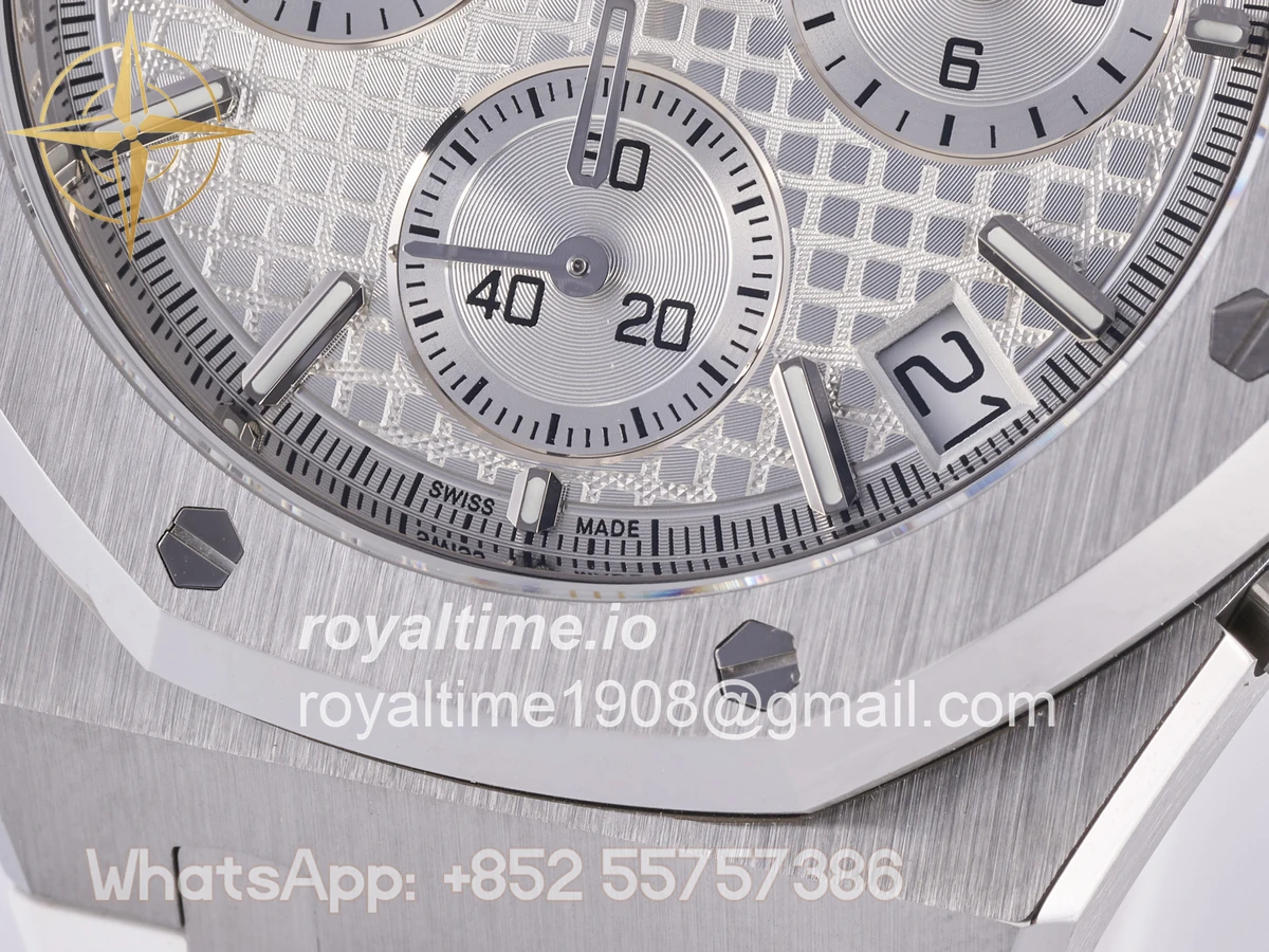 Audemars Piguet Royal Oak Chrono 26240 SS DDF Silver Dial on White Rubber Strap DD4401 (50th Anniversary) - Image 11
