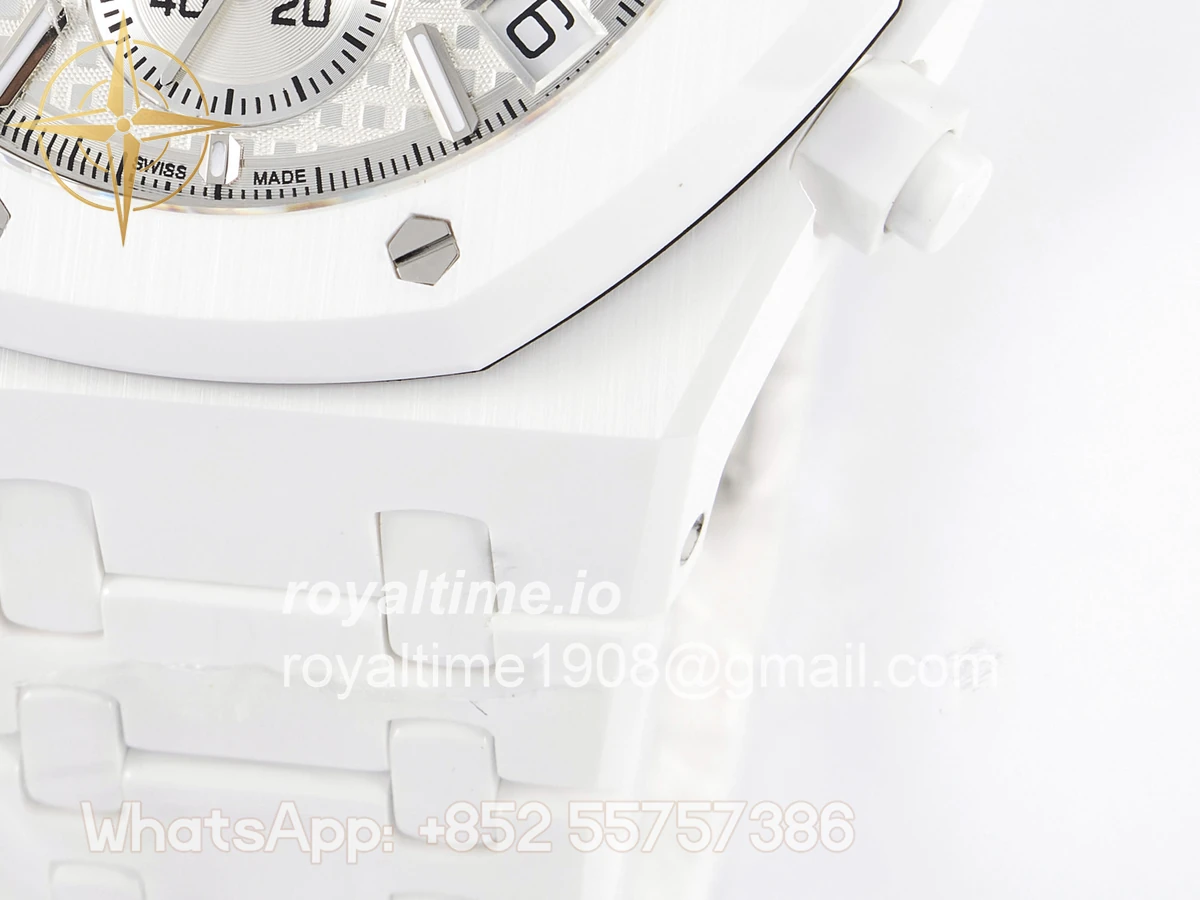 Audemars Piguet Royal Oak Chrono 26240 White Ceramic APSF Black Dial On White Ceramic Bracelet SA4401 - Image 11