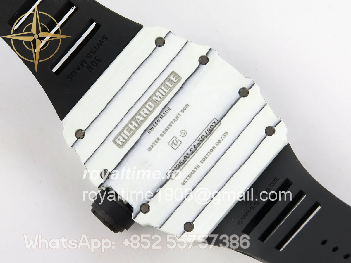Richard Mille RM035-01 White Carbon ZF Skeleton Dial On Black Rubber Strap RMUL2 - Image 11