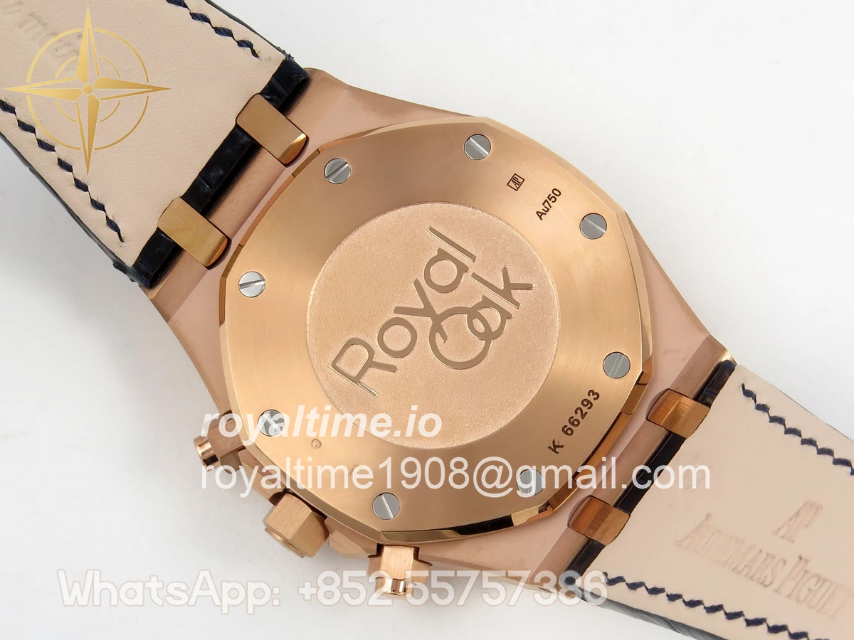 Audemars Piguet Royal Oak Chrono 26331 RG APWF Blue/RG Dial on Brown Leather Strap A2385 - Image 11