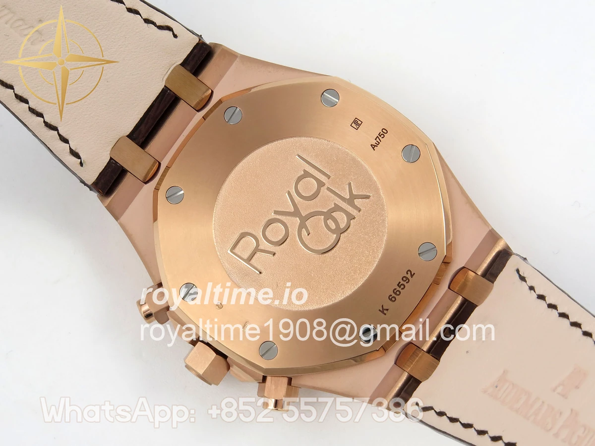 Audemars Piguet Royal Oak Chrono 26331 RG APWF Brown/RG Dial on Brown Leather Strap A2385 - Image 11