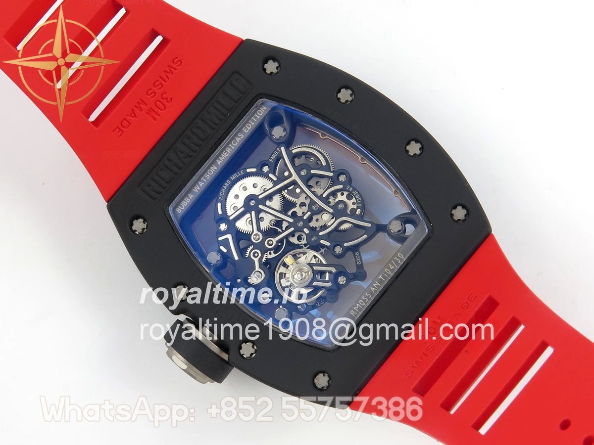Richard Mille RM055 Black Ceramic APSF on Red Inner Bezel on Red Rubber Strap RMUL2 - Image 11