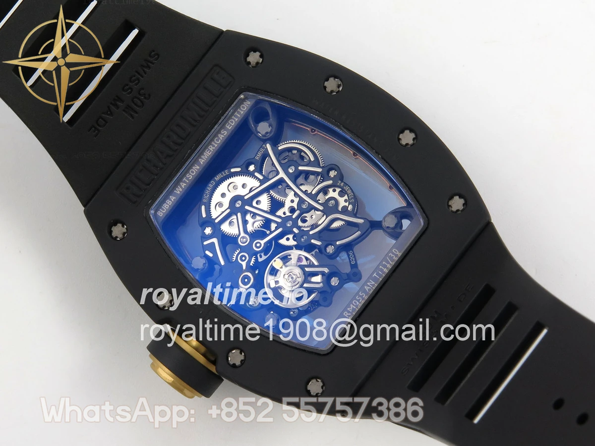 Richard Mille RM055 Black Ceramic APSF on RG Inner Bezel on Black Rubber Strap RMUL2 - Image 11