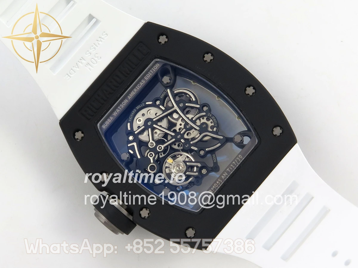 Richard Mille RM055 Black Ceramic APSF on White Inner Bezel on White Rubber Strap RMUL2 - Image 11