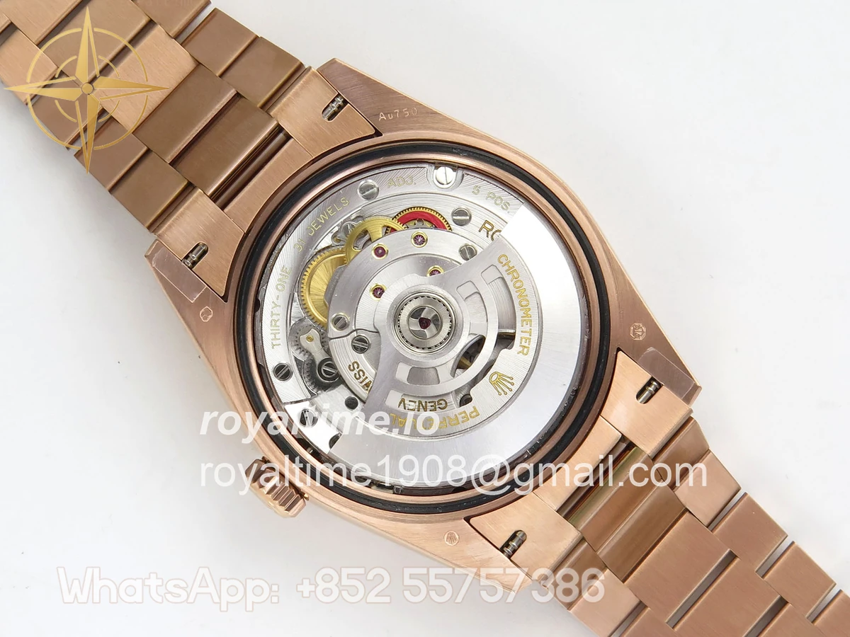 Rolex Day Date 36 RG QF 904L Steel Green Roman Dial on President Bracelet A2836 V3 - Image 12