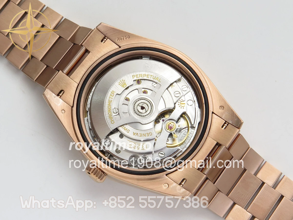 Rolex DayDate 40 RG QF 904L Steel Brown Crystal Dial on President Bracelet VR3255 V8 (Gain Weight) - Image 12
