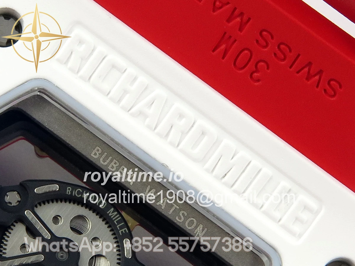 Richard Mille RM055 White Ceramic APSF Red Skeleton Dial on Red Rubber Strap RMUL2 - Image 12