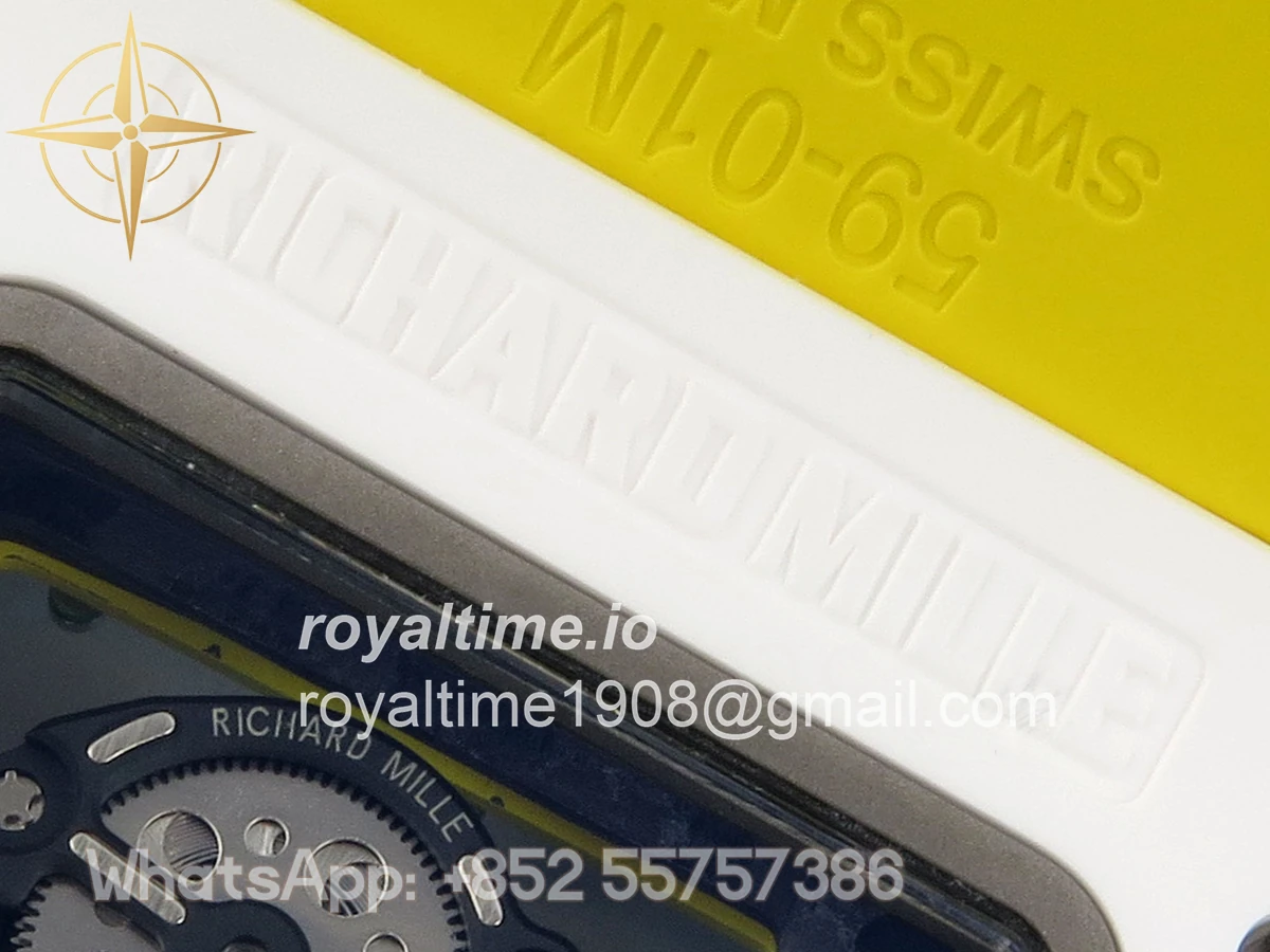 Richard Mille RM061 White Ceramic APSF Yellow/Green Skeleton Dial on Yellow Rubber Strap RMUL2 - Image 12