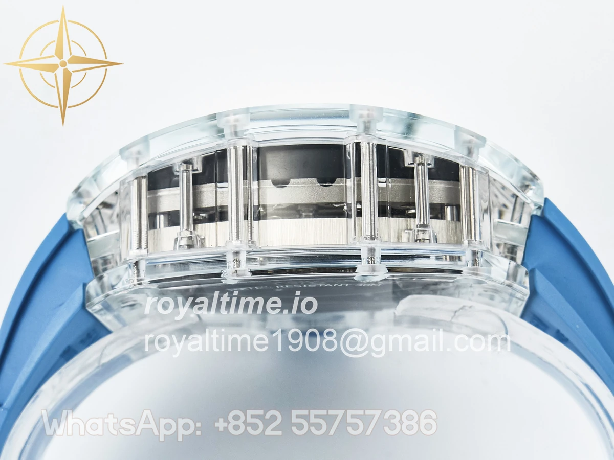 Richard Mille RM53-02 Transparent Tourbillon RMF Skeleton Dial on Blue Rubber Strap - Image 12