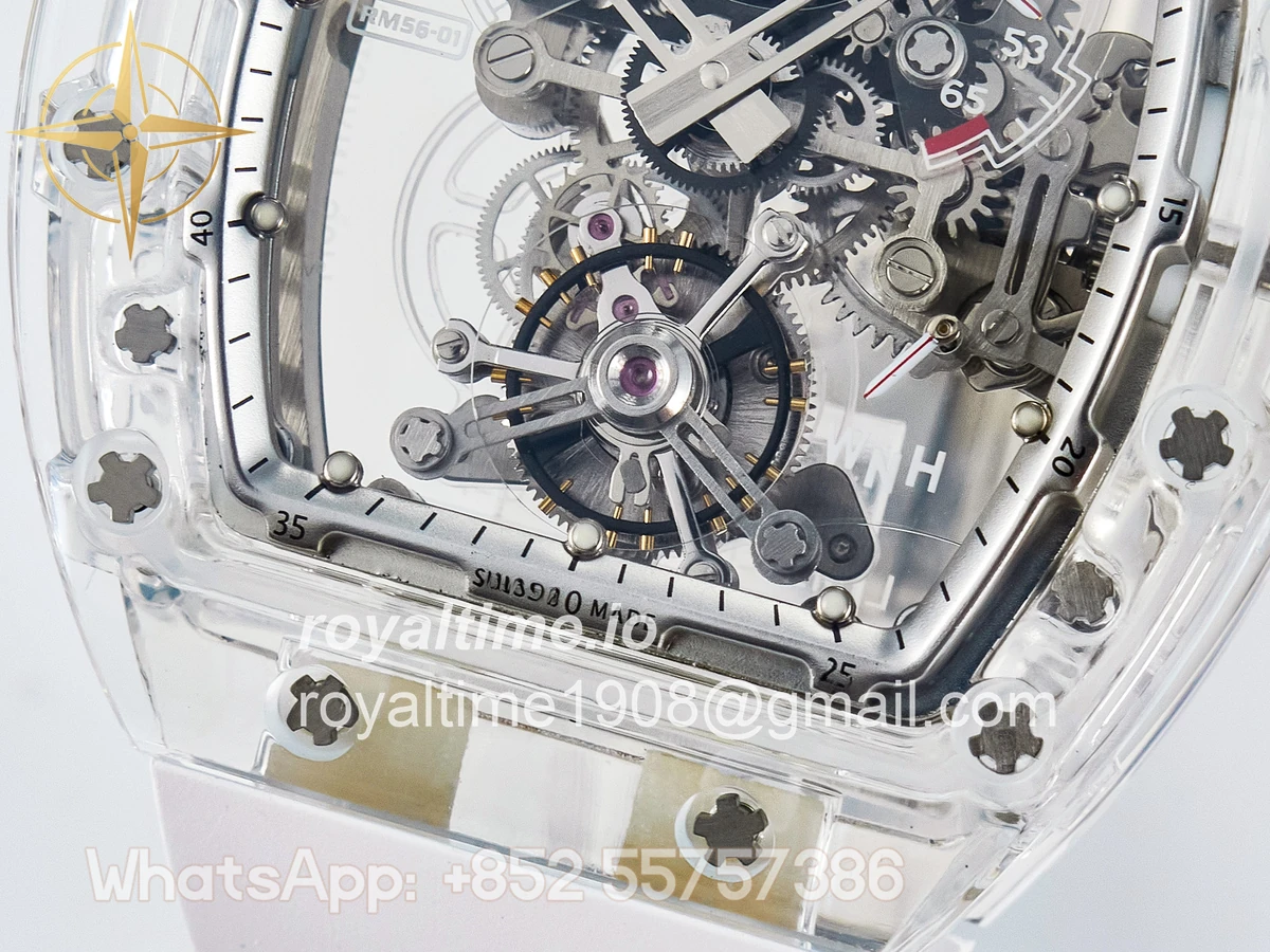 Richard Mille RM56-01 Transparent Tourbillon RMF Skeleton Dial on White Rubber Strap - Image 12